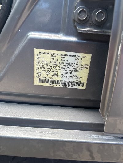 2007 Nissan Altima Location - Imports - Row 12 - Stock # H52769
