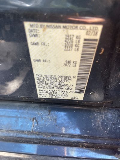 2018 Nissan Altima Location - Imports - Row 3 - Stock # H52927