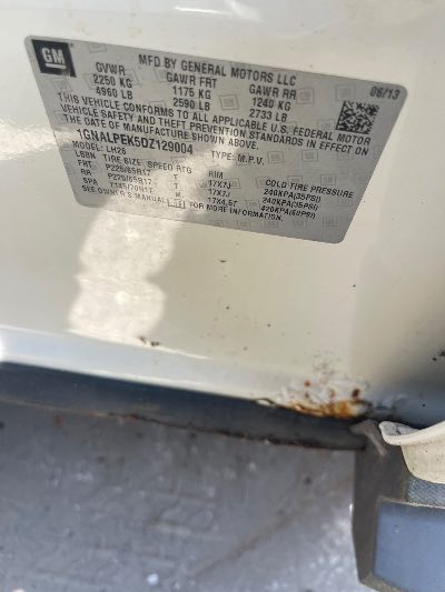 2013 Chevrolet Equinox Location - GM - Row 25 - Stock # H52953
