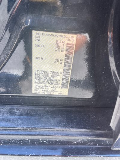 2015 Nissan Altima Location - Imports - Row 22 - Stock # H52998