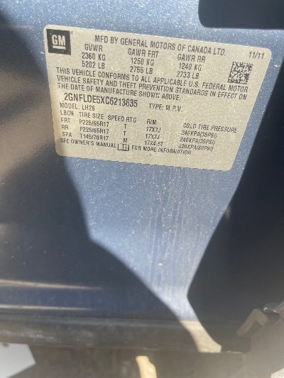 2012 Chevrolet Equinox Location - GM - Row 27 - Stock # H52991