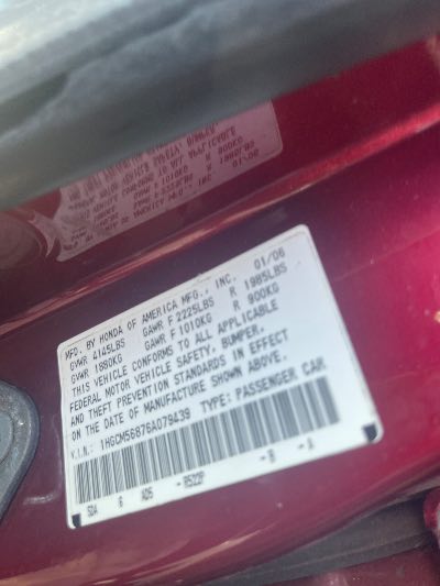2006 Honda Accord Sdn Location - Imports - Row 24 - Stock # H53053