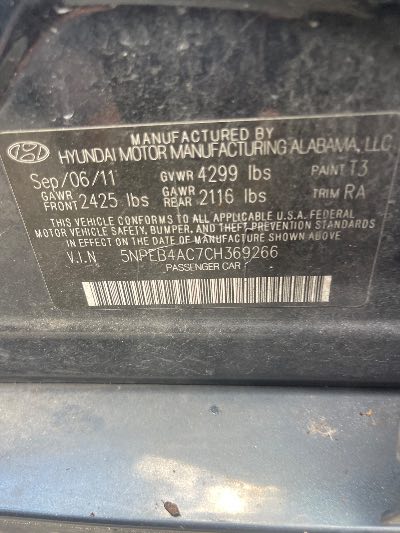 2012 Hyundai Sonata Location - Imports - Row 25 - Stock # H53058