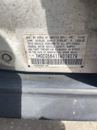 2001 Honda Accord Sdn Location - Imports - Row 28 - Stock # H53079