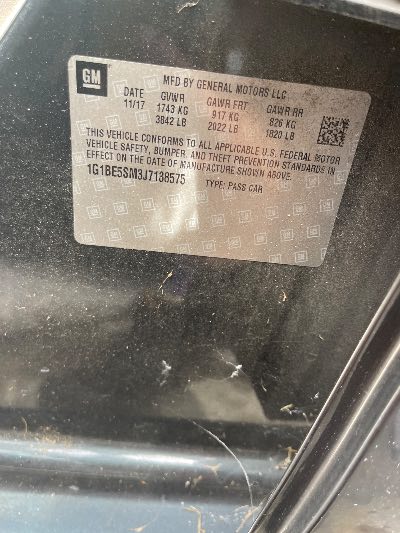 2018 Chevrolet Cruze Location - GM - Row 29 - Stock # H53099