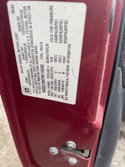 2000 Chevrolet S-10 Location - GM - Row 29 - Stock # H53131