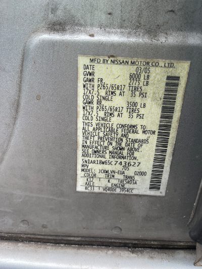 2005 Nissan Pathfinder Location - Imports - Row 31 - Stock # H53139