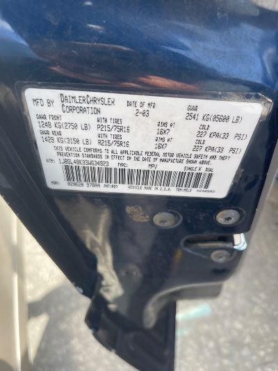2003 Jeep Liberty Location - Chrysler - Row 39 - Stock # H53178