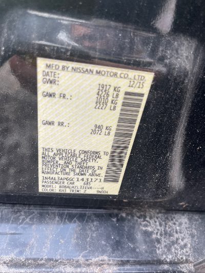 2016 Nissan Altima Location - Imports - Row 2 - Stock # H53227