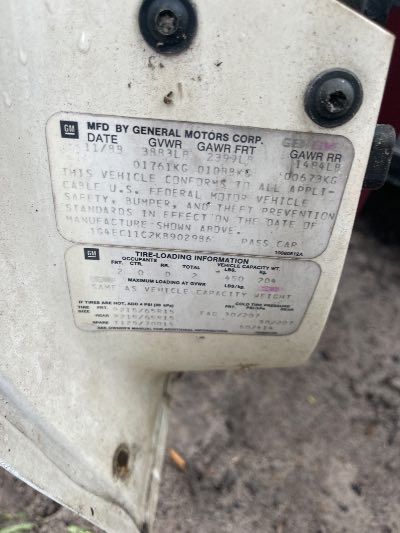 1989 Buick Reatta Location - GM - Row 27 - Stock # H53312