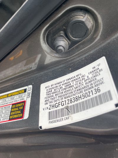 2008 Honda Civic Cpe Location - Imports - Row 4 - Stock # H53342