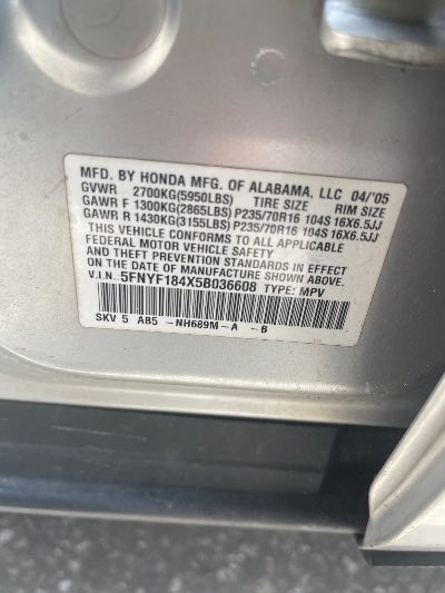 2005 Honda Pilot Location - Imports - Row 6 - Stock # H53343