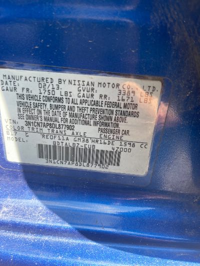 2013 Nissan Versa Location - Imports - Row 5 - Stock # H53422