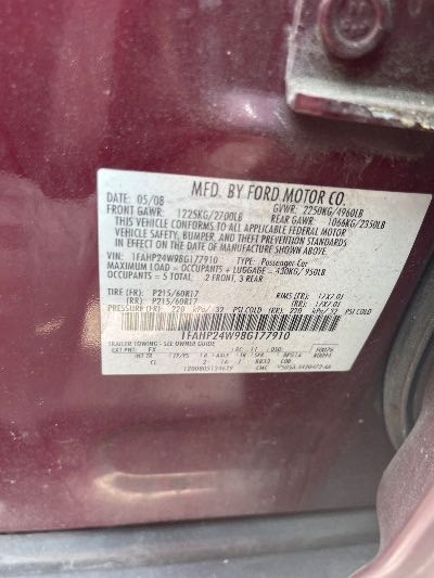 2008 Ford Taurus Location - Ford - Row 25 - Stock # H53378