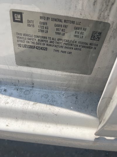 2015 Chevrolet Sonic Location - GM - Row 33 - Stock # H53400