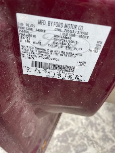 2005 Ford F-150 Location - Large Trucks & Vans - Row 24 - Stock # H53475