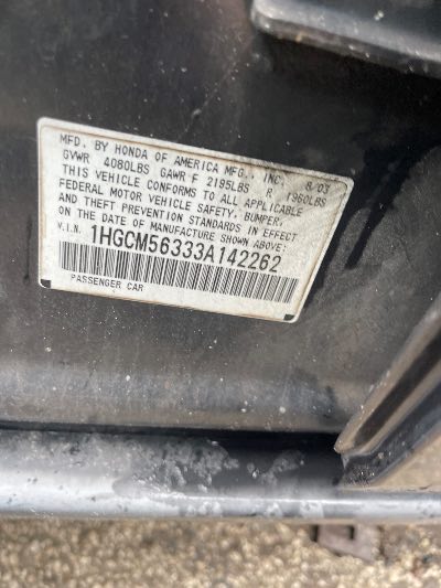2003 Honda Accord Sdn Location - Imports - Row 9 - Stock # H53501