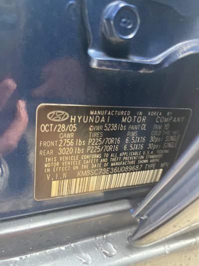 2006 Hyundai Santa Fe Location - Imports - Row 10 - Stock # H53524