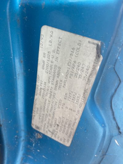 1994 Chevrolet S-10 Location - GM - Row 35 - Stock # H53503
