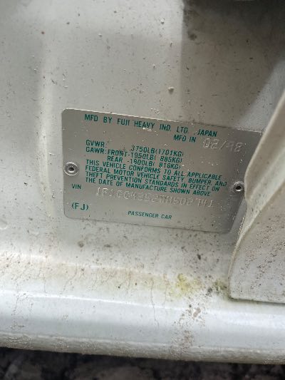 1998 Subaru Impreza Location - Imports - Row 46 - Stock # H53242