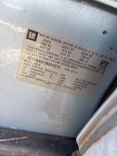 2011 Cadillac SRX Location - GM - Row 36 - Stock # H53623