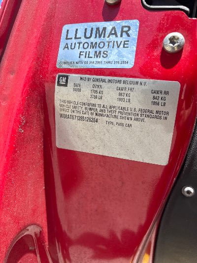2008 Saturn Astra Location - GM - Row 36 - Stock # H53607