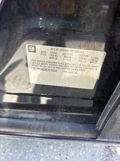 2012 Chevrolet Cruze Location - GM - Row 36 - Stock # H53621