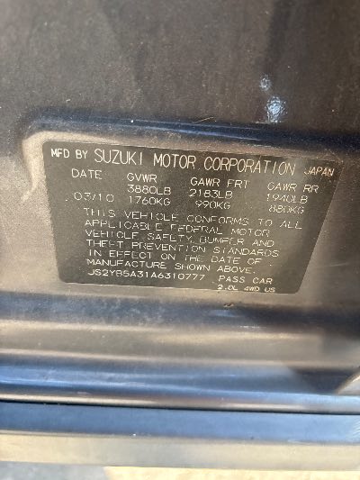 2010 Suzuki SX4 Location - Imports - Row 16 - Stock # H53704