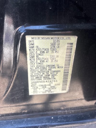 2005 Nissan Frontier 2WD Location - Large Trucks & Vans - Row 26 - Stock # H53716