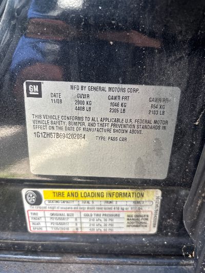 2009 Chevrolet Malibu Location - GM - Row 38 - Stock # H53710