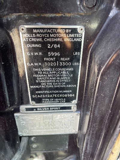 1984 Rolls-Royce Silver Spirit Location - Imports - Row 999 - Stock # H53757