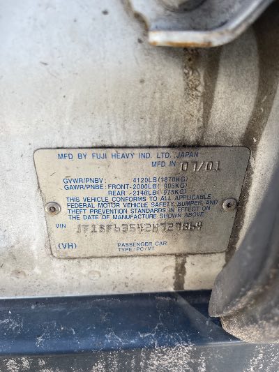 2002 Subaru Forester Location - Imports - Row 19 - Stock # H53674