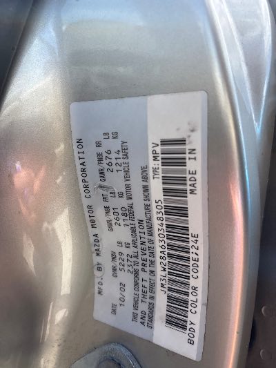 2003 Mazda MPV Location - Imports - Row 20 - Stock # H53810