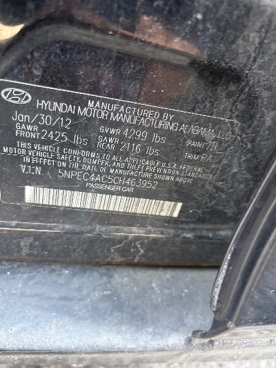 2012 Hyundai Sonata Location - Imports - Row 24 - Stock # H53787