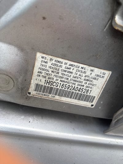 2002 Honda Accord Sdn Location - Imports - Row 24 - Stock # H53770