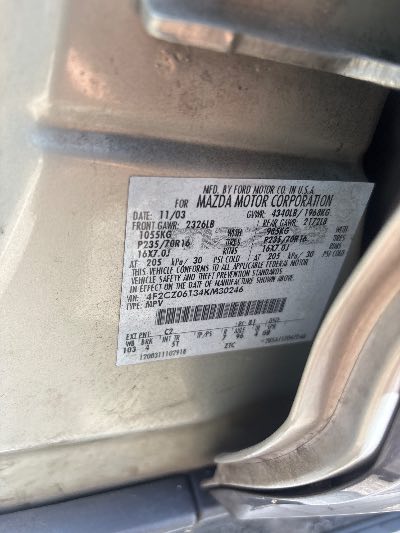 2004 Mazda Tribute Location - Ford - Row 32 - Stock # H53854