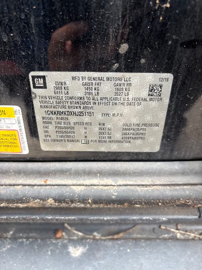 2017 Chevrolet Traverse Location - GM - Row 40 - Stock # H53925