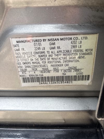 2005 Nissan Altima Location - Imports - Row 28 - Stock # H53956