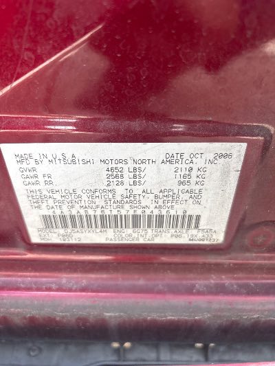 2007 Mitsubishi Galant Location - Imports - Row 30 - Stock # H53643