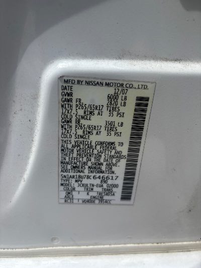 2008 Nissan Pathfinder Location - Imports - Row 2 - Stock # H54020