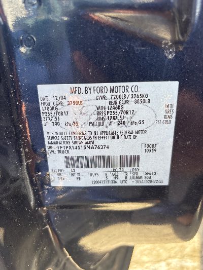 2005 Ford F-150 Location - Large Trucks & Vans - Row 32 - Stock # H54070