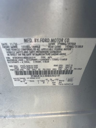 2011 Ford Flex Location - Ford - Row 35 - Stock # H54105