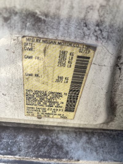 2013 Nissan Altima Location - Imports - Row 19 - Stock # H54121