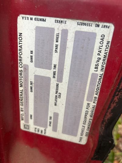 1989 Chevrolet S10 Pickup Location - GM - Row 31 - Stock # H54144