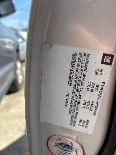 2002 Cadillac DeVille Location - GM - Row 29 - Stock # H54208
