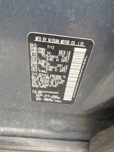 2012 Nissan Quest Location - Imports - Row 10 - Stock # H54273