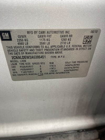 2010 Chevrolet Equinox Location - GM - Row 30 - Stock # H54327
