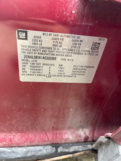 2010 Chevrolet Equinox Location - GM - Row 31 - Stock # H54263