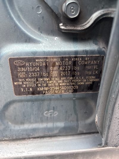 2005 Hyundai Sonata Location - Imports - Row 13 - Stock # H54360