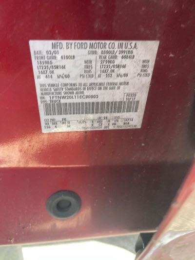 2001 Ford F-250 SD Location - Large Trucks & Vans - Row 14 - Stock # H54421